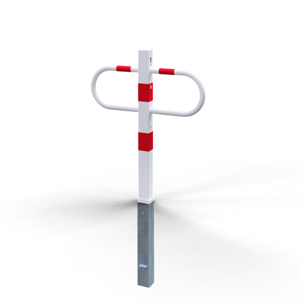 Passage and | car-park barrier | removable with Euro | profile cylinder lock | hot-dip galvanized and white coated withred reflecting stripes